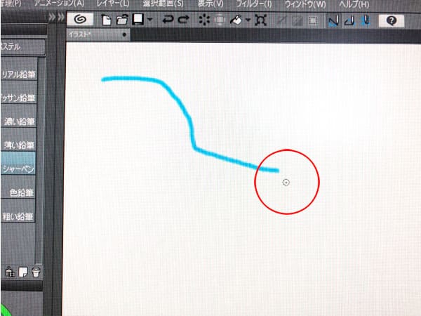 クリップスタジオ　カーソル形状　ブラシサイズと点