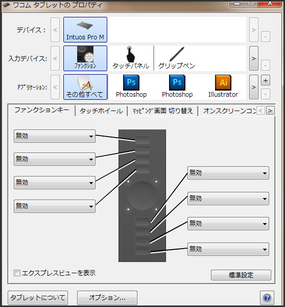 Wacom　ペンタブ　ファンクション